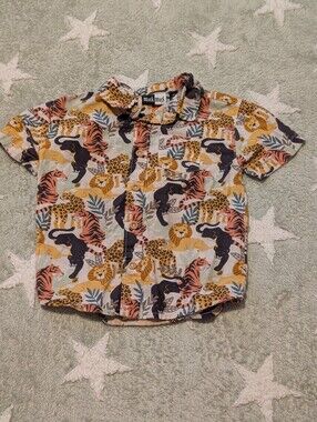 MickMack Kids' Short-Sleeve Animal Print Button-Up Shirt